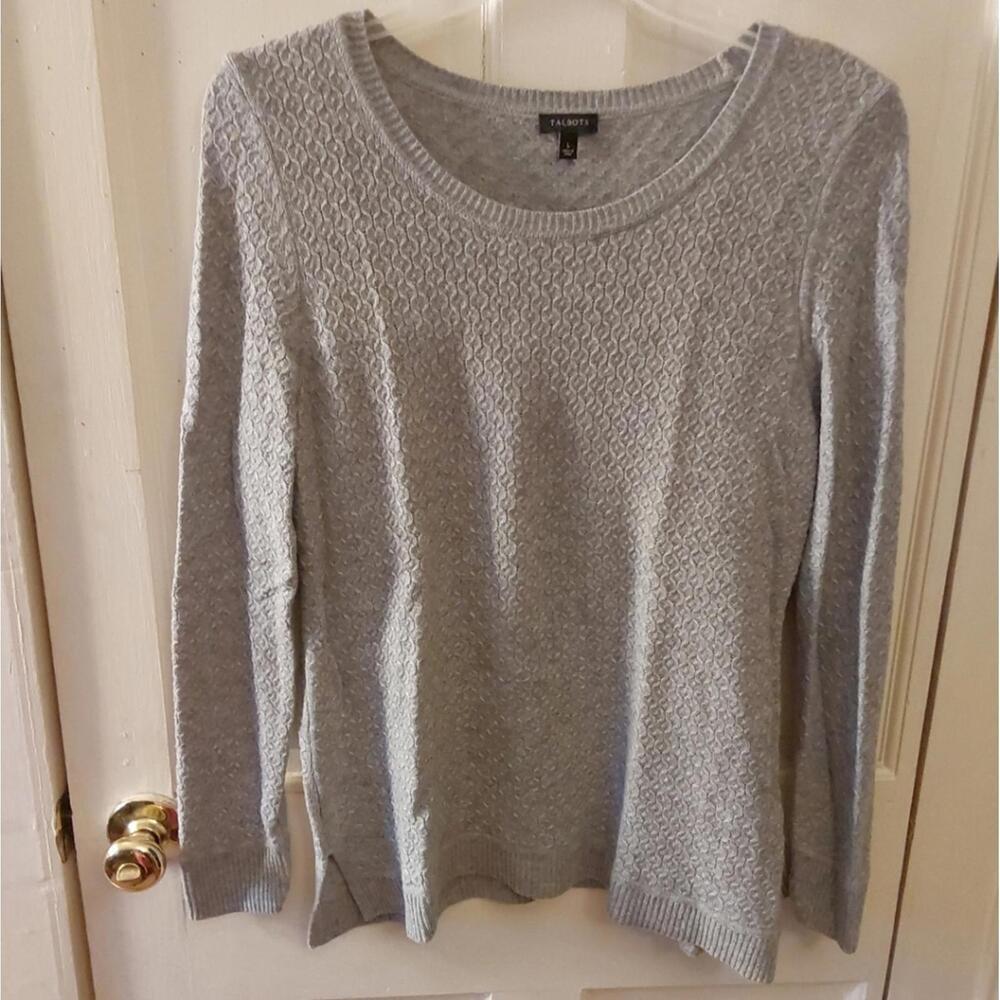 Talbots Light Gray Textured Crewneck Sweater